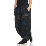Casual Print Pocket Belt Wide Leg Pants