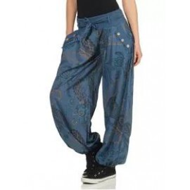 Casual Print Pocket Belt Wide Leg Pants