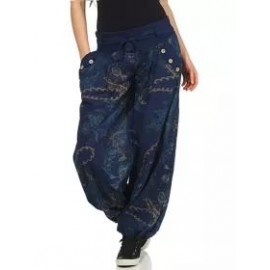 Casual Print Pocket Belt Wide Leg Pants