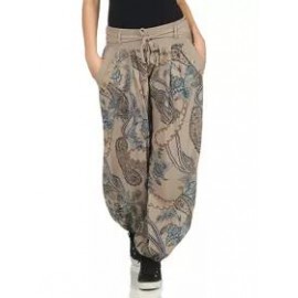 Casual Print Pocket Belt Wide Leg Pants