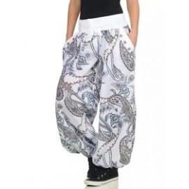 Casual Print Pocket Belt Wide Leg Pants