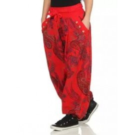 Casual Print Pocket Belt Wide Leg Pants