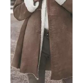Faux Velvet Hooded Fur-collar Midi Coat