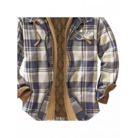 Men's Autumn & Winter Outdoor Casual Checked Hooded Jacket