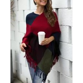 Coloured Tassel V-neck Cape