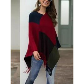 Coloured Tassel V-neck Cape