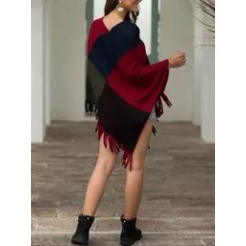 Coloured Tassel V-neck Cape