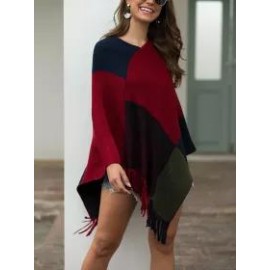 Coloured Tassel V-neck Cape