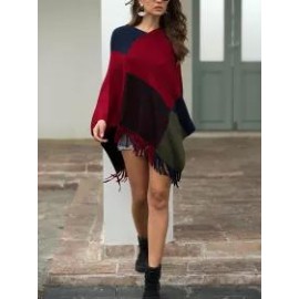 Coloured Tassel V-neck Cape