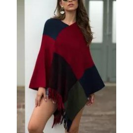 Coloured Tassel V-neck Cape