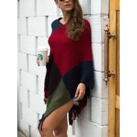 Coloured Tassel V-neck Cape