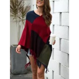 Coloured Tassel V-neck Cape