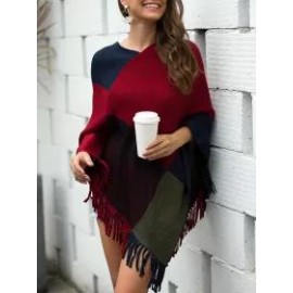 Coloured Tassel V-neck Cape