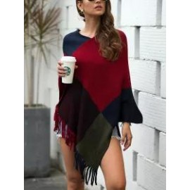 Coloured Tassel V-neck Cape