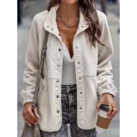 Casual Loose Lamb Wool Panel Single-Breasted Cardigan Coat