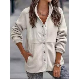 Casual Loose Lamb Wool Panel Single-Breasted Cardigan Coat