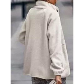 Casual Loose Lamb Wool Panel Single-Breasted Cardigan Coat