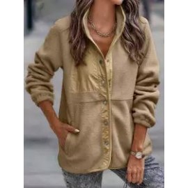 Casual Loose Lamb Wool Panel Single-Breasted Cardigan Coat