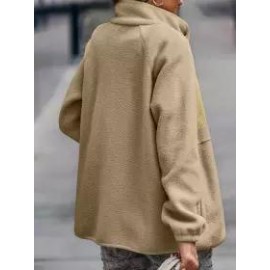 Casual Loose Lamb Wool Panel Single-Breasted Cardigan Coat