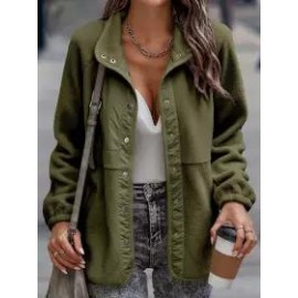Casual Loose Lamb Wool Panel Single-Breasted Cardigan Coat