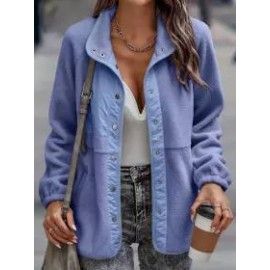 Casual Loose Lamb Wool Panel Single-Breasted Cardigan Coat