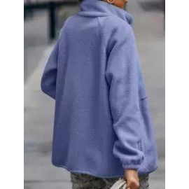 Casual Loose Lamb Wool Panel Single-Breasted Cardigan Coat