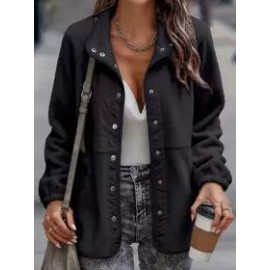 Casual Loose Lamb Wool Panel Single-Breasted Cardigan Coat