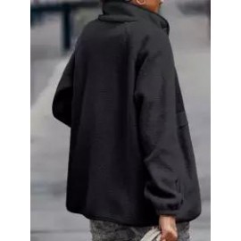 Casual Loose Lamb Wool Panel Single-Breasted Cardigan Coat