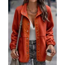 Casual Loose Lamb Wool Panel Single-Breasted Cardigan Coat