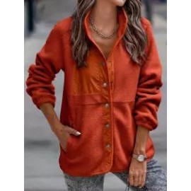 Casual Loose Lamb Wool Panel Single-Breasted Cardigan Coat