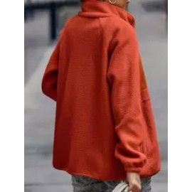 Casual Loose Lamb Wool Panel Single-Breasted Cardigan Coat