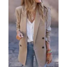 Fashion Solid Color Lapel Long Sleeve Casual Coat