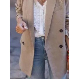 Fashion Solid Color Lapel Long Sleeve Casual Coat