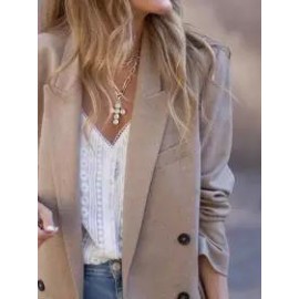 Fashion Solid Color Lapel Long Sleeve Casual Coat