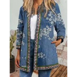 Casual Floral Print Loose Cardigan