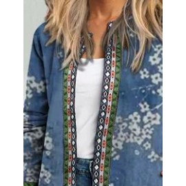 Casual Floral Print Loose Cardigan