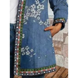 Casual Floral Print Loose Cardigan