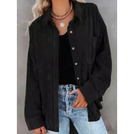 Oversize A Lapel Solid Long Sleeve Casual Outwear