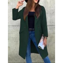 Fall/Winter Solid Color Long Sleeve Lapel Button Pocket Coat