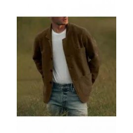 Mens Classic Solid Color Buttoned Jacket