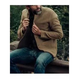 Mens Classic Solid Color Buttoned Jacket