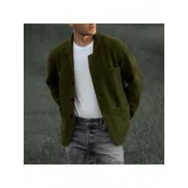 Mens Classic Solid Color Buttoned Jacket