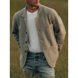 Mens Classic Solid Color Buttoned Jacket