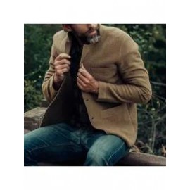 Mens Classic Solid Color Buttoned Jacket