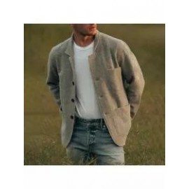 Mens Classic Solid Color Buttoned Jacket