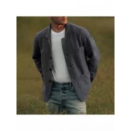 Mens Classic Solid Color Buttoned Jacket