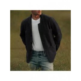Mens Classic Solid Color Buttoned Jacket