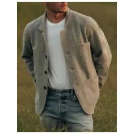 Mens Classic Solid Color Buttoned Jacket