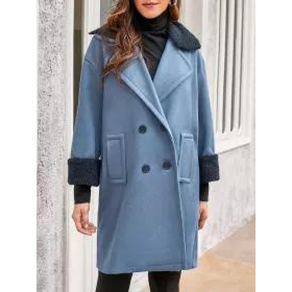 Women's Pure Color Coat With Fur Collar Women's Pure Color Coat With Fur Collar