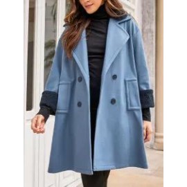 Women's Pure Color Coat With Fur Collar